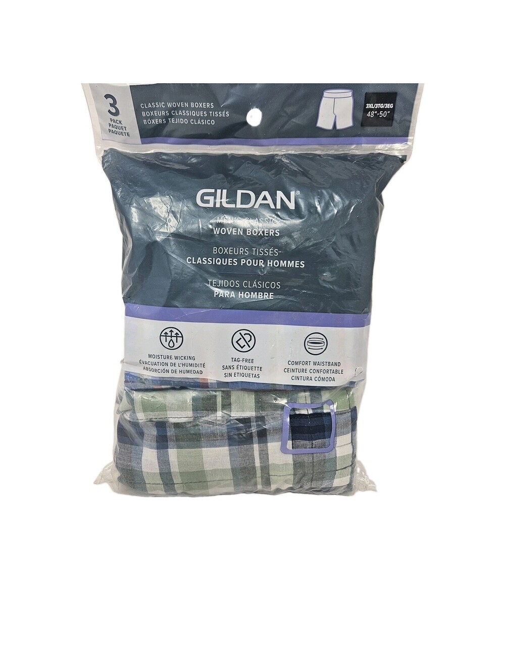 Gildan Woven Men's Boxers Size 3XL (48”-50”) Multicolor Plaid Cotton Blend New